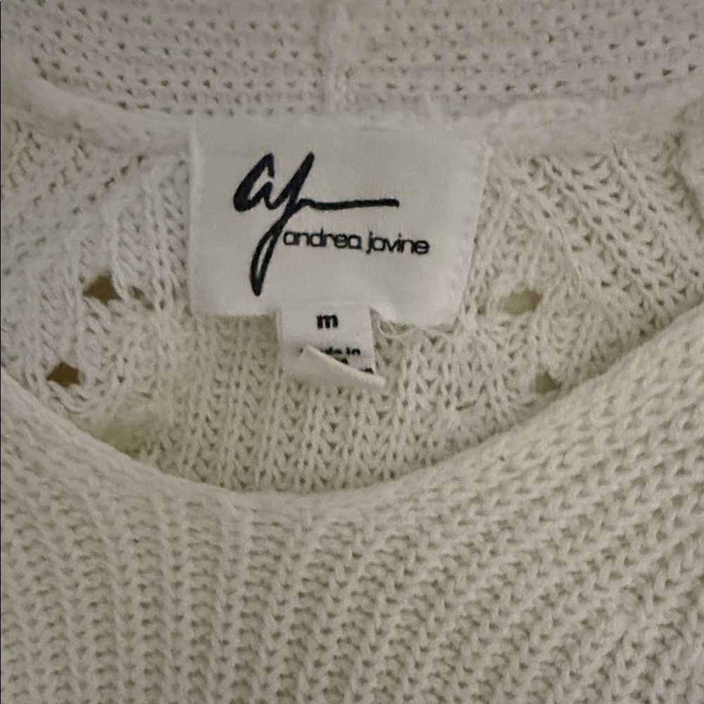 Andrea Jovine Women’s Colorblock Knit Sweater Cream & Black ~ Size Medium - Picture 6 of 7